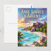 Anse Source d’Argent Seychellen Postkarte (Vorne/Hinten)