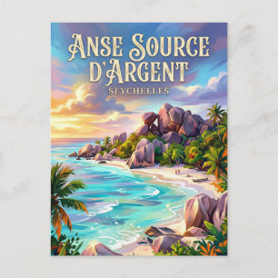 Anse Source d’Argent Seychellen Postkarte