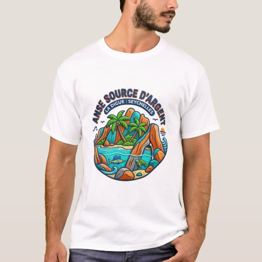 ANSE SOURCE D'ARGENT LA DIGUE SEYCHELLEN T-Shirt (Vorderseite)