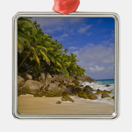 Anse Victorin Beach 4 Silbernes Ornament (Vorne)