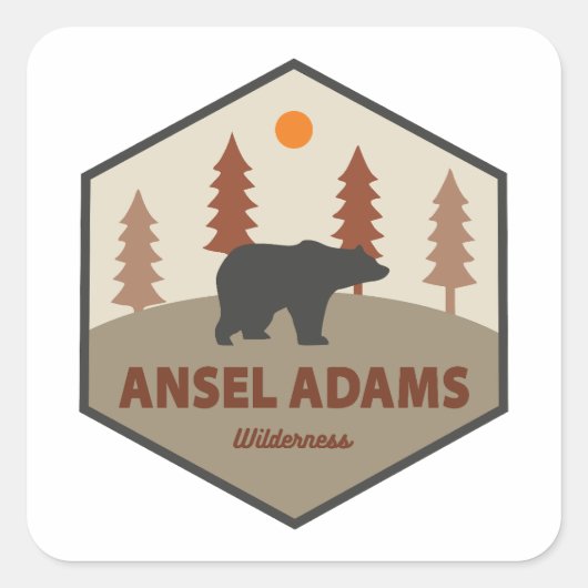 Ansel Adams Wilderness California Bear Quadratischer Aufkleber (Vorderseite)