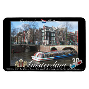 Ansicht-Anaglyph Amsterdams Holland 3D Magnet