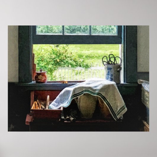 Ansicht aus dem Fenster Küche Poster (Vorne)