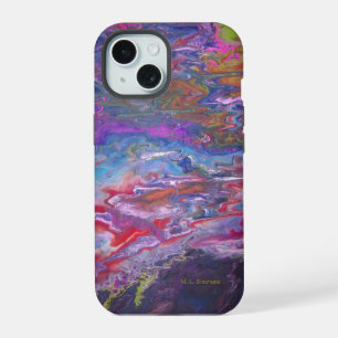 Ansicht aus dem Weltraum Paint Flow Art iPhone 15 Hülle