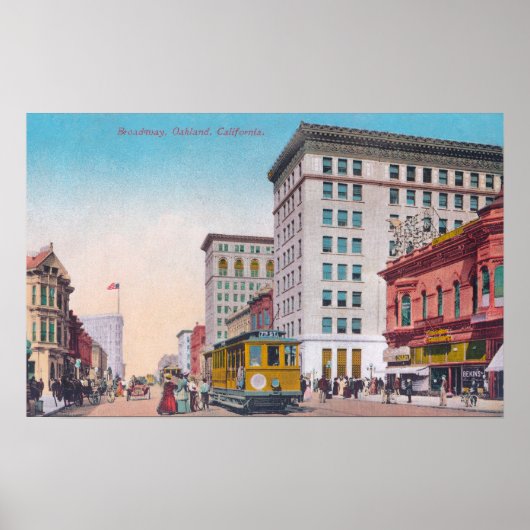 Ansicht Broadway mit Street CarOakland, CA Poster (Vorne)