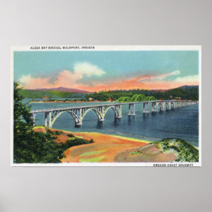 Ansicht der Alsea Bucht-Brücke Poster