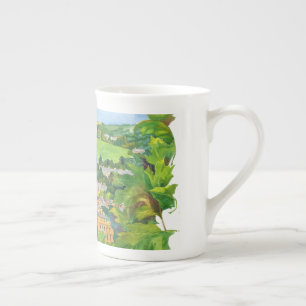 Ansicht der Badwatercolor-Knochen-China-Tasse Porzellantasse