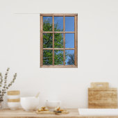 Ansicht der Blätterstruktur aus einem Fenster Poster (Küche)