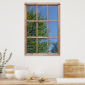 Ansicht der Blätterstruktur aus einem Fenster Poster (Küche)