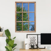 Ansicht der Blätterstruktur aus einem Fenster Poster (Heimbüro)