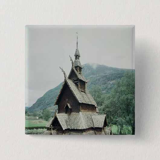 Ansicht der Borgund Daubekirche, c.1150 Button (Vorderseite)