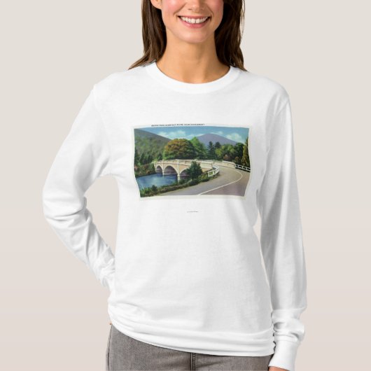 Ansicht der Brücke über dem Deerfield Fluss T-Shirt (Vorderseite)