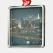 Ansicht der Büffel-Skyline nachts Silbernes Ornament (Links)