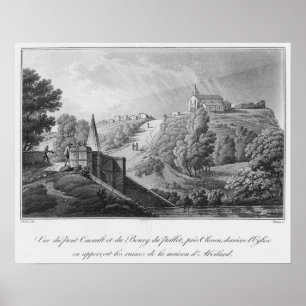 Ansicht der Cacault Brücke und des Dorfs von Poster