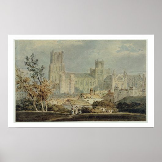Ansicht der Ely Cathedral (Stift & w/c auf Papier) Poster (Vorne)