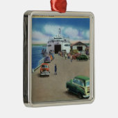 Ansicht der Fähre am Pier Silbernes Ornament (Rechts)