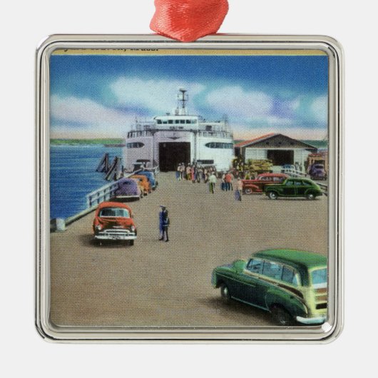 Ansicht der Fähre am Pier Silbernes Ornament (Vorne)
