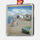 Ansicht der Fähre am Pier Silbernes Ornament (Links)