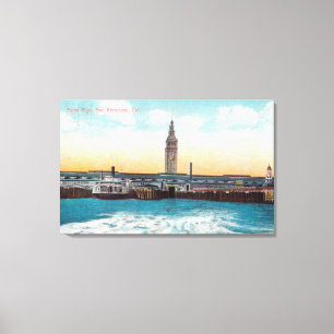 Ansicht der Fähren-Belege und des Turms Leinwanddruck