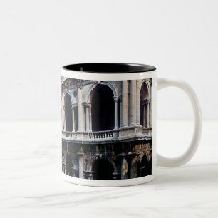 Ansicht der Fassade der Basilika Palladiana Zweifarbige Tasse