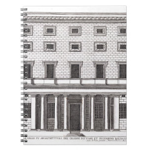 Ansicht der Fassade von Palazzo Massimi alla Notizblock