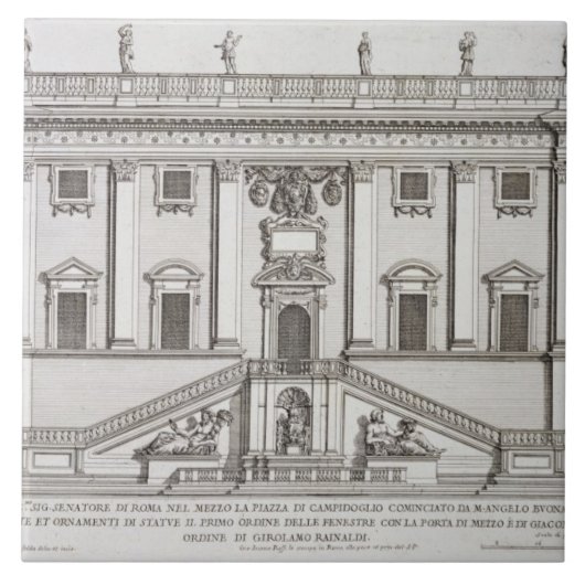 Ansicht der Fassade von Palazzo Senatorio im Fliese (Vorderseite)