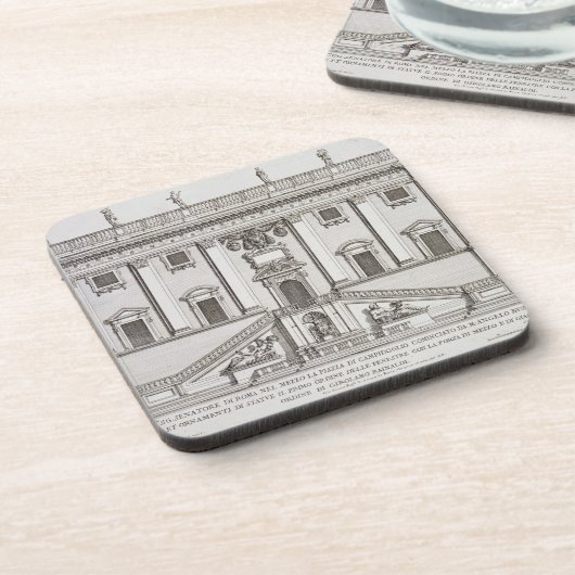 Ansicht der Fassade von Palazzo Senatorio im Getränkeuntersetzer (Linke Seite)