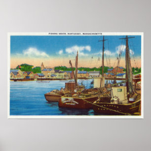 Ansicht der Fischerboote am Hafen Poster