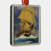 Ansicht der Fregatte-Konstitution, alter Ironsides Silbernes Ornament (Rechts)