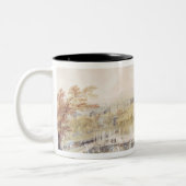 Ansicht der Gärten und des Chateaus von Versailles Zweifarbige Tasse (Links)