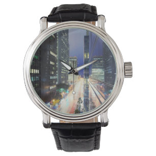 Ansicht der Gebäude der Finanzdistriktbüros Armbanduhr