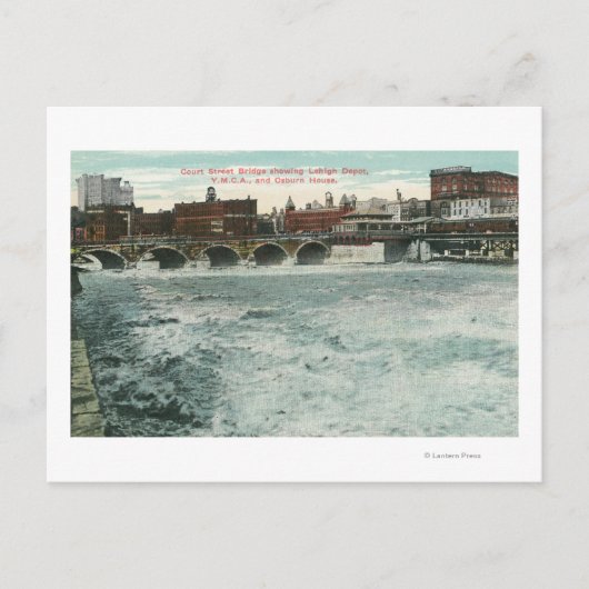 Ansicht der Gerichts-Straßen-Brücke, die Lehigh Postkarte (Vorderseite)