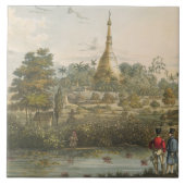 Ansicht der großen Dagon Pagode in Rangun von Fliese (Vorderseite)