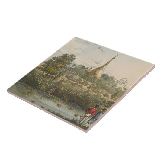 Ansicht der großen Dagon Pagode in Rangun von Fliese (Seite)