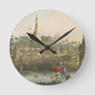 Ansicht der großen Dagon Pagode in Rangun von Runde Wanduhr