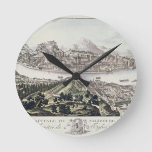 Ansicht der Hauptstadts-Stadt und der Festung von Runde Wanduhr