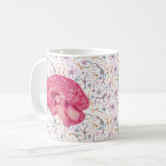 Ansicht der Hirnabschnitte und Muster der Neuronen Kaffeetasse (Vorderseite Links)