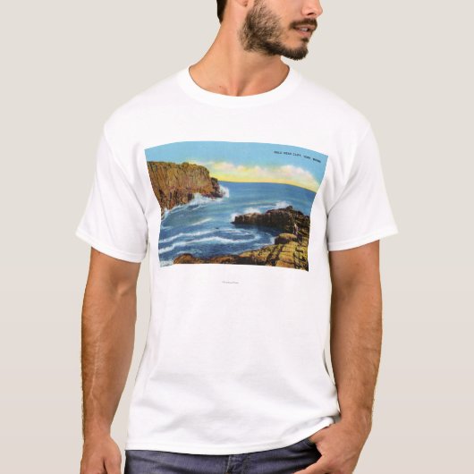 Ansicht der Kahlkopf-Klippe an York-Strand T-Shirt (Vorderseite)