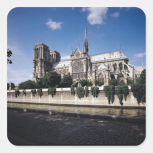 Ansicht der Kathedrale von der Seine, 1163-1345 Quadratischer Aufkleber