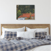 Ansicht der Multnomah Falls Lodge Leinwanddruck (Insitu (Schlafzimmer))