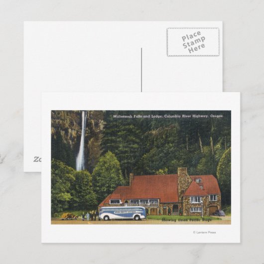 Ansicht der Multnomah Falls Lodge Postkarte (Vorne/Hinten)