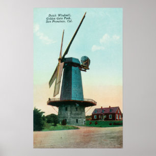 Ansicht der niederländischen Windmühle an Golden Poster