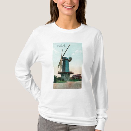 Ansicht der niederländischen Windmühle an Golden T-Shirt (Vorderseite)
