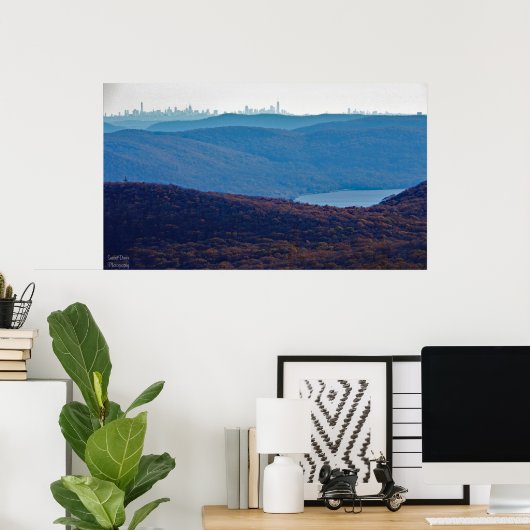 Ansicht der NYC Skyline vom Berg Beacon,NY Poster (Heimbüro)