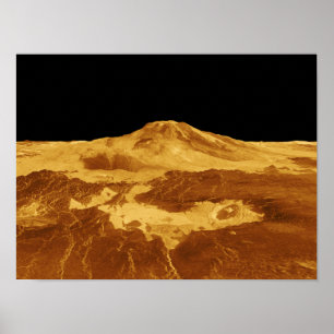 Ansicht der Perspektiven-3D von Maat Mons auf Poster