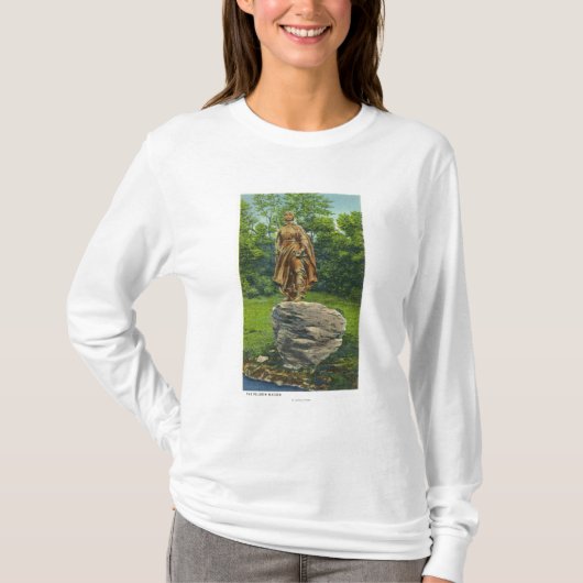 Ansicht der Pilger-Mädchen-Statue T-Shirt (Vorderseite)