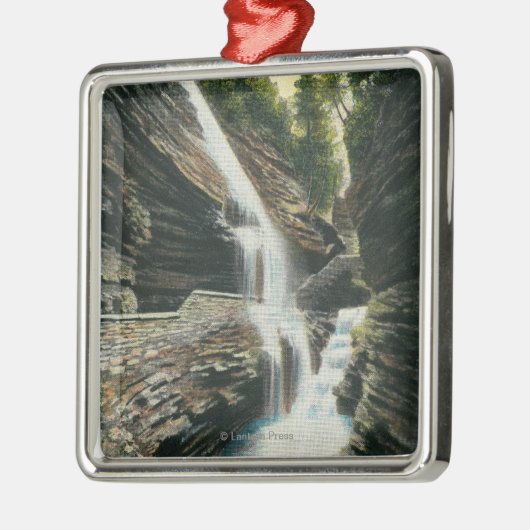 Ansicht der Regenbogen-Fälle Silbernes Ornament (Links)