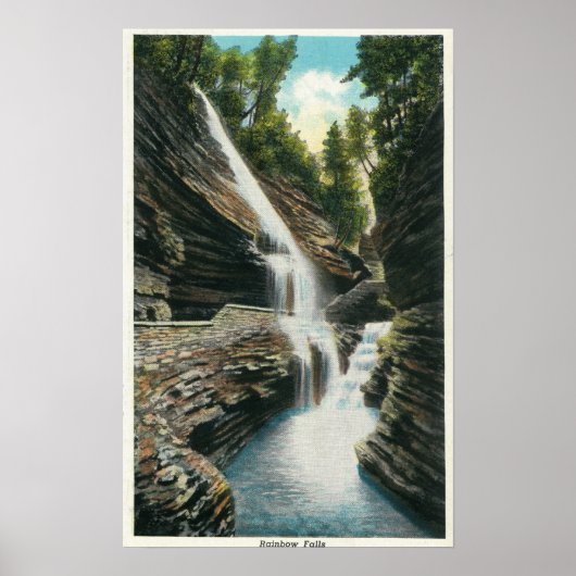 Ansicht der Regenbogenfälle 2 Poster (Vorne)