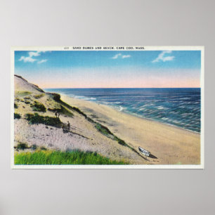 Ansicht der Sanddünen und des Strandes Poster