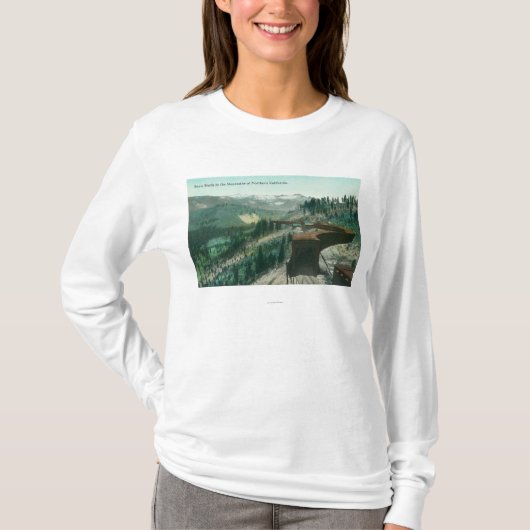 Ansicht der Schnee-Hallen über Zug-Bahnen im Berg T-Shirt (Vorderseite)